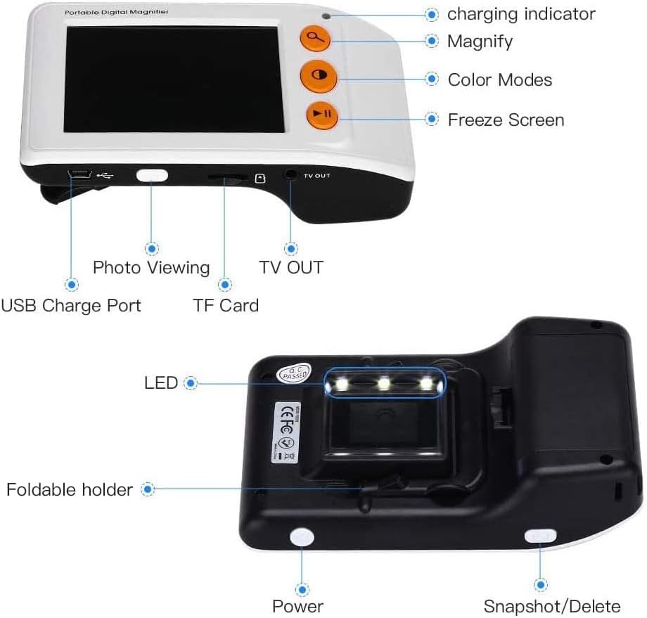 Welnexx Portable Digital Magnifier for Low Vision — 3.5" Spot Reading Aid, 2x–25x Zoom, 8 Color Modes