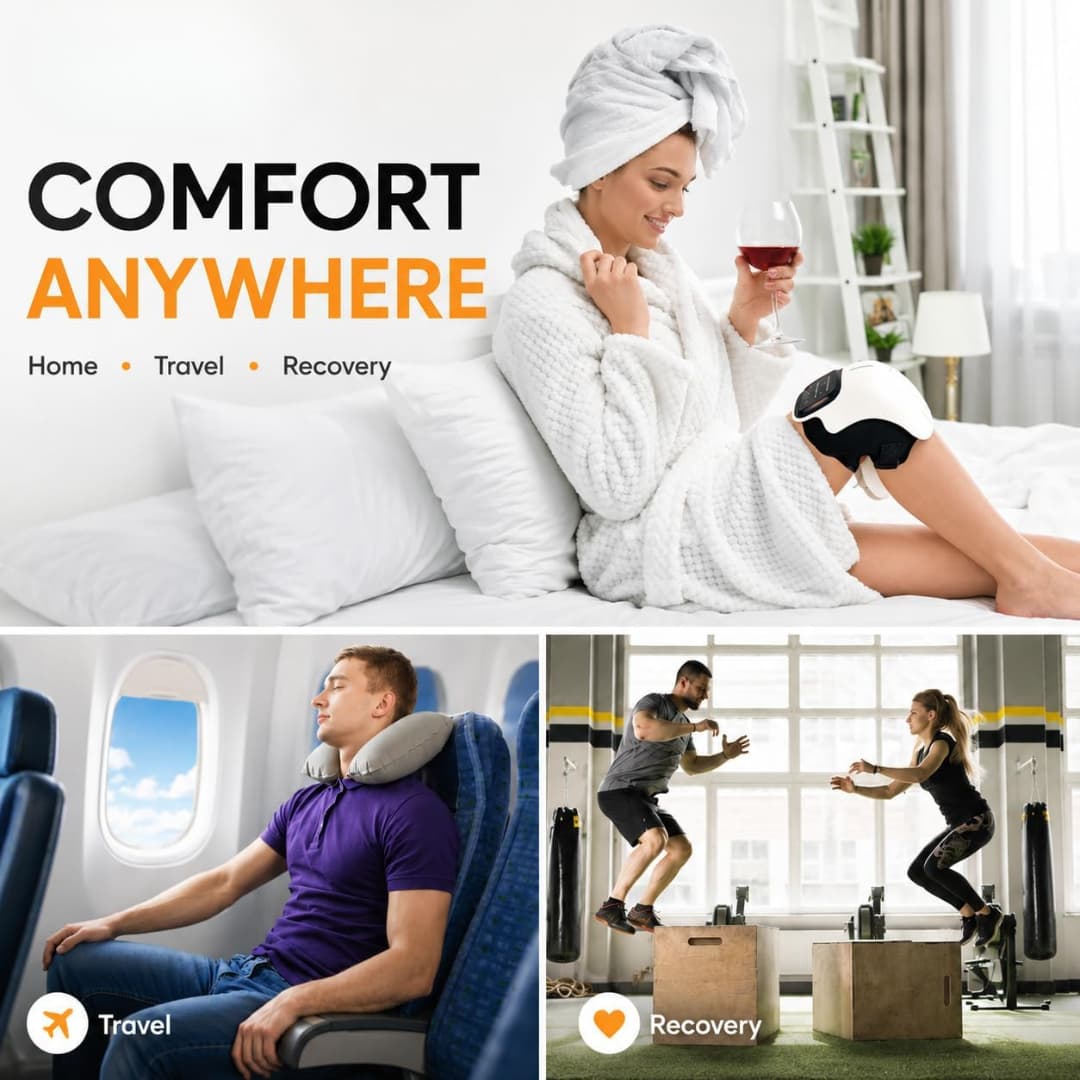 Knee wrap used at home, on a flight and after a workout